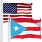 G128 Combo Pack: American USA Flag 4x6 Ft & Puerto Rico Light Blue Puerto Rican PR Flag 4x6 Ft | Both LiteWeave Pro Series Printed 150D Polyester, Brass Grommets